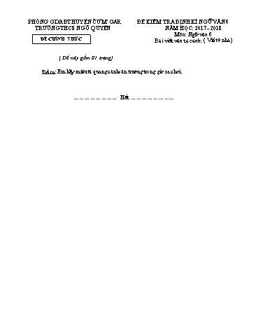 Bộ đề kiểm tra định kì môn Ngữ văn Lớp 6 - Trường THCS Ngô Quyền - Năm học 2017-2018 (Có đáp án)