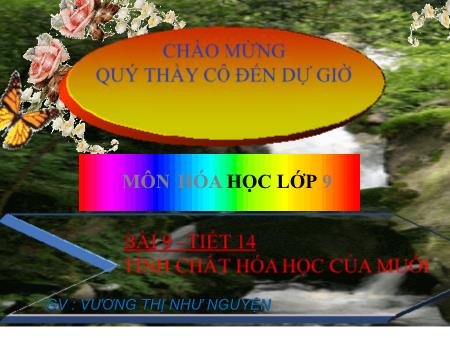 Bài giảng Hóa học Lớp 9 - Tiết 14, Bài 9: Tính chất hóa học của muối - Vương Thị Như Nguyện Bài giảng Hóa học Lớp 9 - Tiết 14, Bài 9: Tính chất hóa học của muối - Vương Thị Như Nguyện