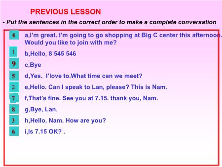 Bài giảng Tiếng Anh Lớp 8 - Unit 2: Making arrangements - Lesson: Read - Năm học 2016-2017