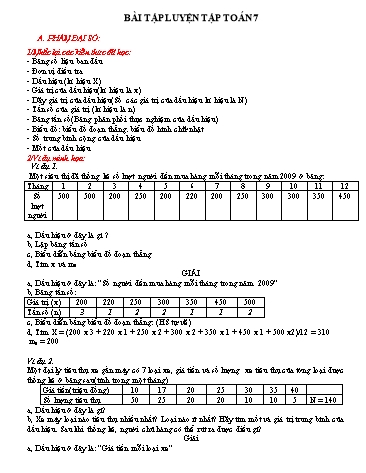 Bài luyện tập môn Toán Lớp 7