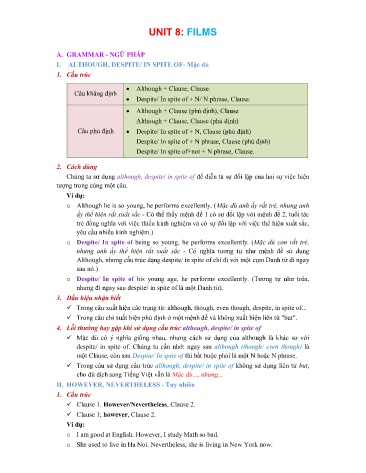 Bài ôn tập môn Tiếng Anh Lớp 7 - Unit 8: Films