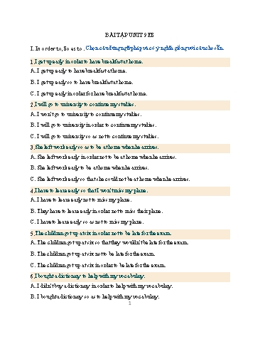 Bài ôn tập môn Tiếng Anh Lớp 8 - Unit 9+10