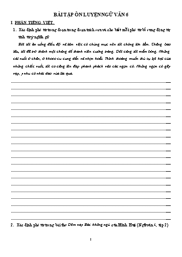 Bài tập ôn luyện môn Ngữ văn Khối 6