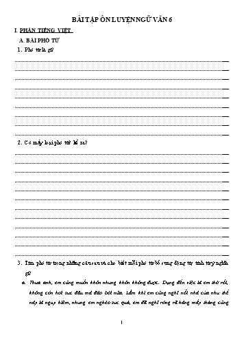 Bài tập ôn luyện môn Ngữ văn Lớp 6