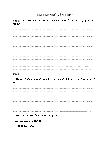 Bài tập ôn luyện môn Ngữ văn Lớp 8