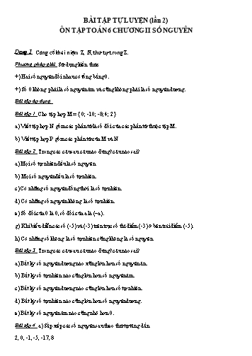 Bài tập ôn luyện môn Toán Lớp 6 - Chương II: Số nguyên