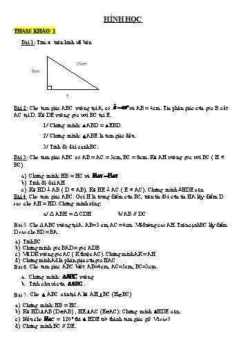 Bài tập ôn luyện môn Toán Lớp 7