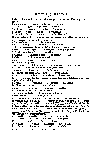 Bài tập ôn tập Tiếng Anh 8 - Unit 9, 10