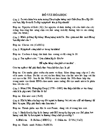 Câu hỏi ôn tập Hóa học 9