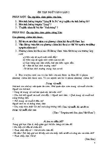 Đề cương ôn tập lần 2 môn Ngữ văn Lớp 9