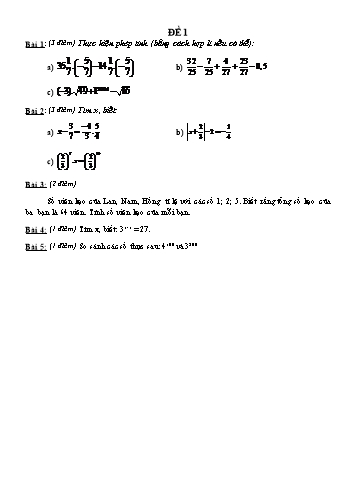 Đề kiểm tra chương I môn Đại số Khối 7 (Có đáp án)