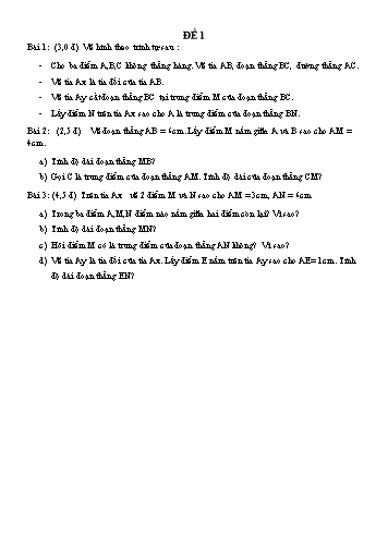 Đề kiểm tra chương I môn Hình học Lớp 6 (Có đáp án)