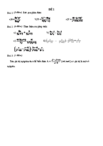 Đề kiểm tra chương II môn Đại số Khối 8 (Có đáp án)