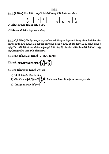 Đề kiểm tra chương II môn Đại số Lớp 7 (Có đáp án)