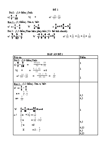 Đề kiểm tra chương III môn Đại số Lớp 6 (Có đáp án)