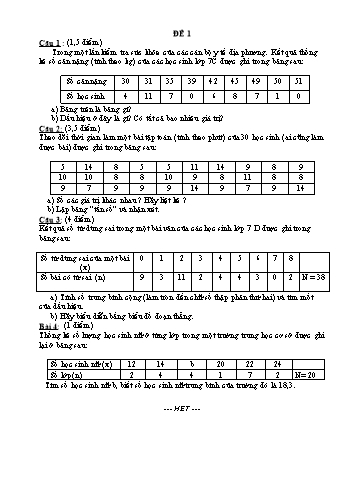 Đề kiểm tra chương III môn Đại số Lớp 7 (Có đáp án)