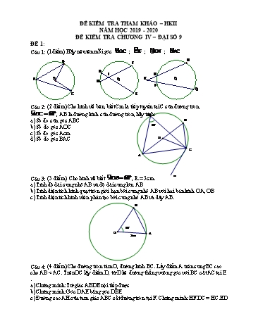 Đề kiểm tra tham khảo chương IV mônHình học Lớp 9 - Năm học 2019-2020 (Có đáp án)