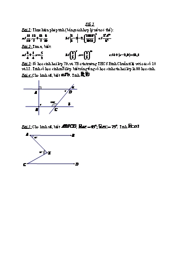 Đề ôn tập môn Toán Lớp 7 (Có đáp án)