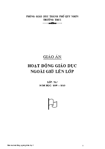 Giáo án cả năm môn Hoạt động giáo dục ngoài giờ lên lớp Lớp 9 - Năm học 2009-2010