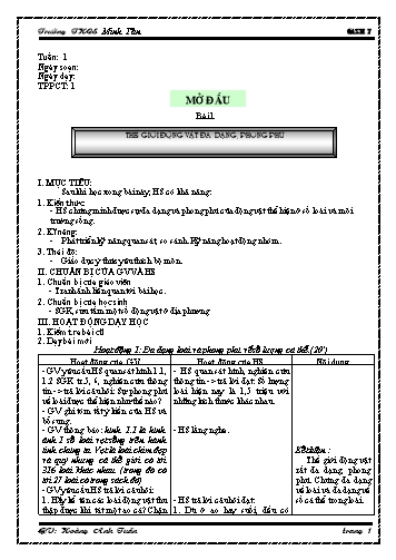 Giáo án cả năm môn Sinh học Lớp 7 - Hoàng Anh Tuấn