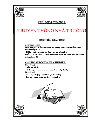 Giáo án Hoạt động ngoài giờ lên lớp Lớp 9 - Chủ điểm tháng 9: Truyền thống nhà trường