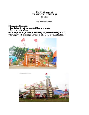 Giáo án Mĩ thuật Lớp 8 - Bài 25: Vẽ trang trí: Trang trí lều trại