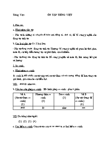 Giáo án Ngữ văn Khối 6 - Ôn tập Tiếng Việt