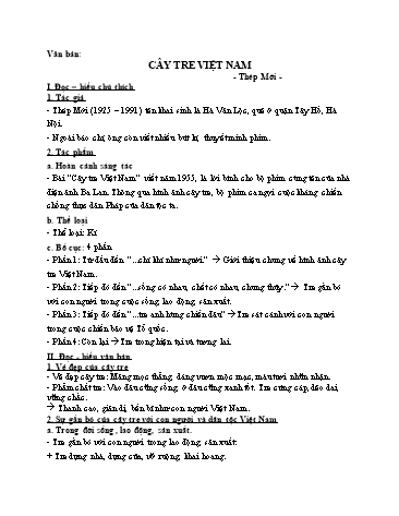 Giáo án Ngữ văn Khối 6 - Văn bản Cây tre Việt Nam