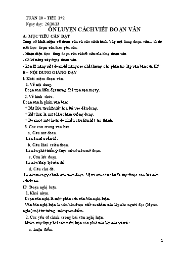 Giáo án phụ đạo môn Ngữ văn Lớp 9 - Tuần 10+11