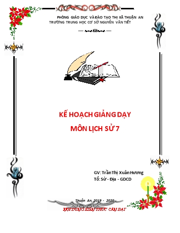 Kế hoạch giảng dạy Lịch sử 7 - Bài 24 đến 30 - Trường THCS Nguyễn Văn Tiết