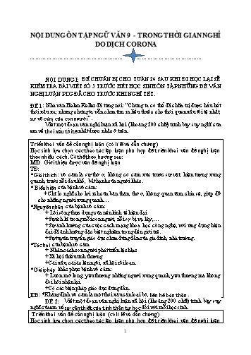 Nội dung ôn tập Ngữ văn 9