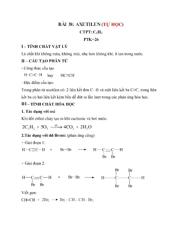 Ôn tập môn Hóa học Lớp 9 - Bài 38: Axetilen