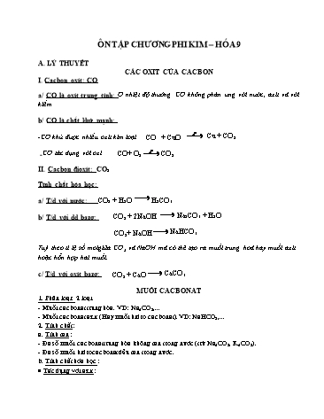 Ôn tập môn Hóa học Lớp 9 - Chương: Phi kim