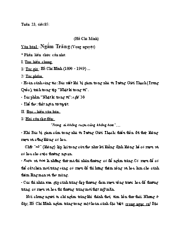 Ôn tập môn Ngữ văn Lớp 8 - Tuần 23