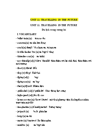 Ôn tập môn Tiếng Anh Lớp 7 - Unit 11: Travelling in the future
