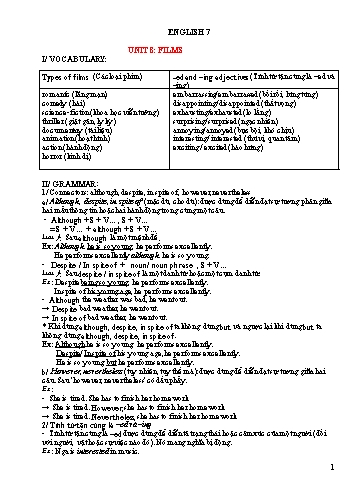 Ôn tập môn Tiếng Anh Lớp 7 - Unit 8