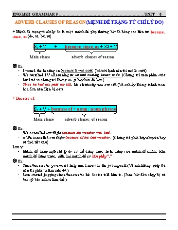 Ôn tập Ngữ pháp Tiếng Anh Lớp 9 - Unit 6
