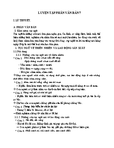 Ôn tập phần văn bản môn Ngữ văn Lớp 7