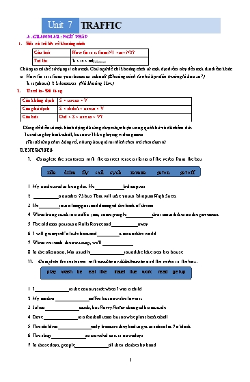 Ôn tập Tiếng Anh 7 - Unit 7: Traffic