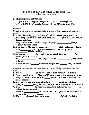 Tài liệu ôn tập cuối năm môn Tiếng Anh 8 - Năm học 2020-2021