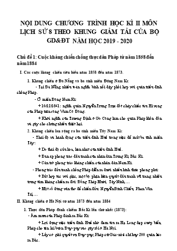 Tài liệu ôn tập Lịch sử 8 theo khung giảm tải năm học 2019-2020 - Học kỳ 2