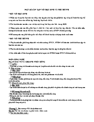 Tài liệu ôn tập môn Công nghệ Lớp 7 - Bài 29 đến 47