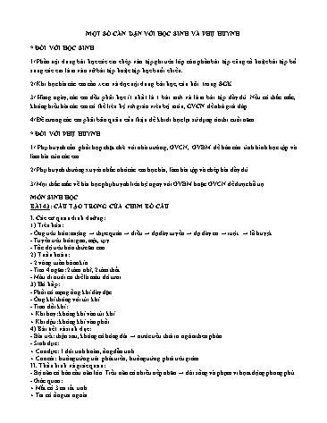 Tài liệu ôn tập Sinh học 7 - Bài 43 đến 51