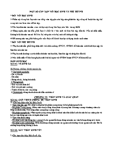 Tài liệu ôn tập Sinh học 8 - Bài 43 đến 50