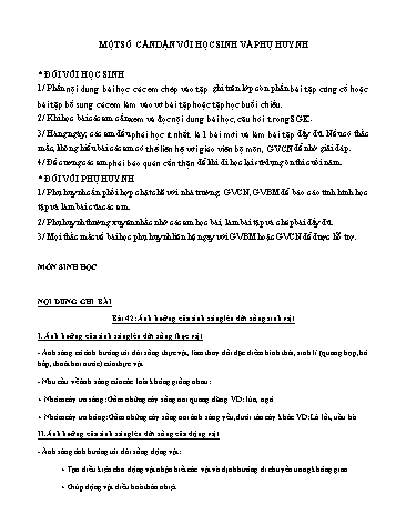 Tài liệu ôn tập Sinh học 9 - Bài 42 đến 53