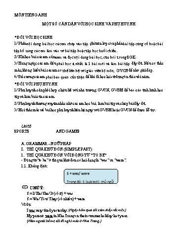 Tài liệu ôn tập Tiếng Anh 6 - Unit 8: Sports and games