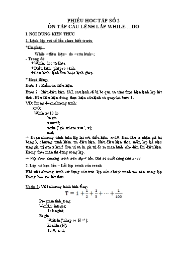 Tài liệu ôn tập Tin học 8 - Ôn tập câu lệnh lặp While do