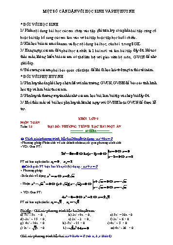 Tài liệu ôn tập Toán Khối 9 - Tuần 23