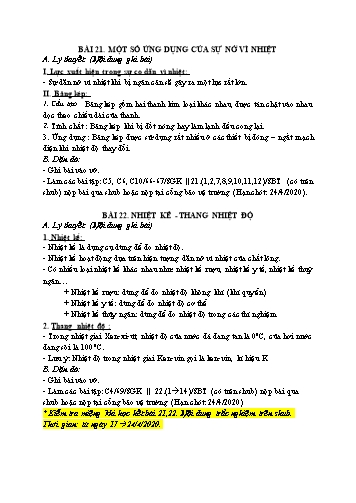 Tài liệu ôn tập Vật lí 6 - Bài 21 đến 29