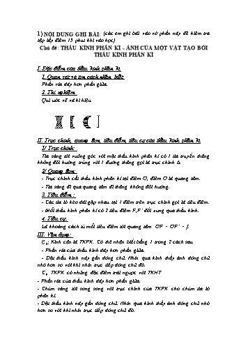 Tài liệu ôn tập Vật lý 9 - Chủ đề: Thấu kính phân kì. Ảnh của một vật tạo bởi thấu kính phân kì